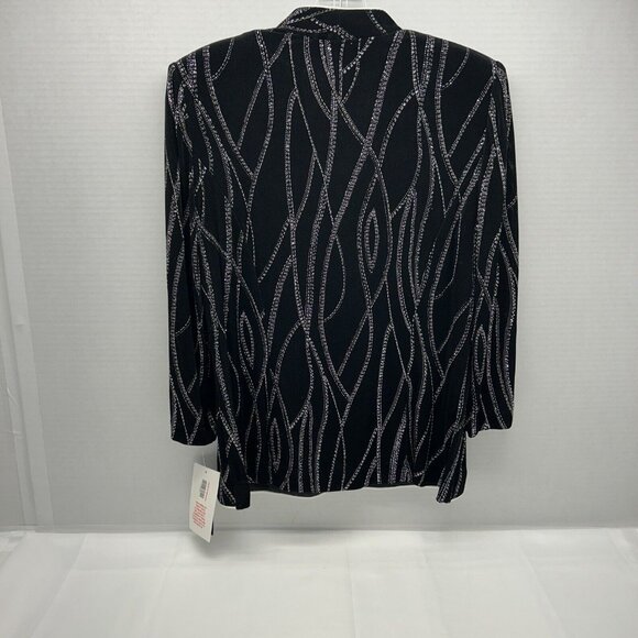 ALEX EVENINGS 2 Piece Glitter Black Cocktail Top Jacket Tank SZ M NEW - Picture 7 of 10